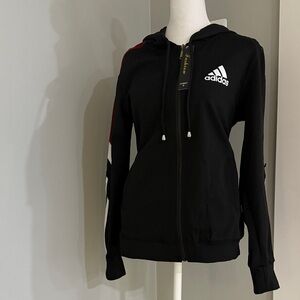Adidas Women's Black and Red Hoodie